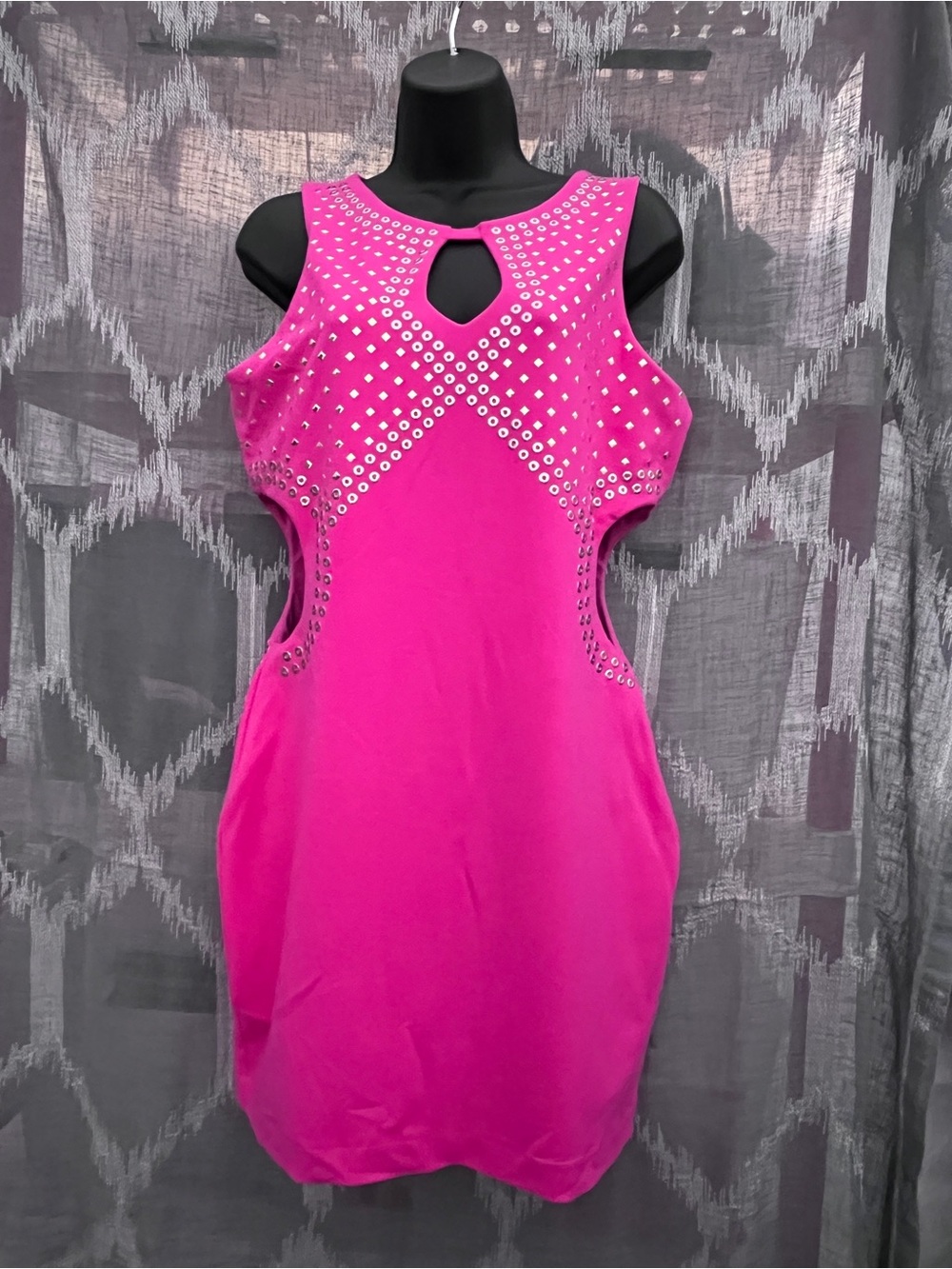 bebe hot pink dress | Dresses | Bebe Studded Cutout Mini dress_up_styles